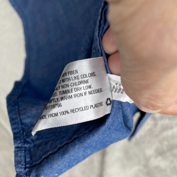 Mossimo Supply Co Mens Chambray Shirt Medium Blue Short Sleeve Casual Button Up - Picture 9 of 12